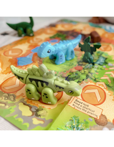 WOOPIE Zestaw Konstrukcyjny 2w1 Gra Planszowa Dinozaury + Kostka 46 el.