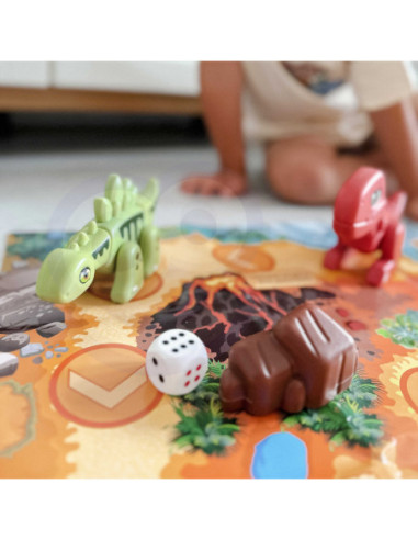 WOOPIE Zestaw Konstrukcyjny 2w1 Gra Planszowa Dinozaury + Kostka 46 el.