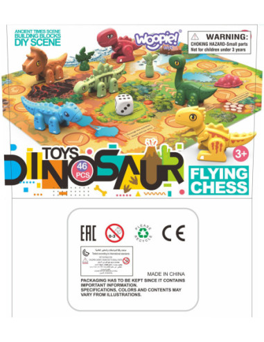 WOOPIE Zestaw Konstrukcyjny 2w1 Gra Planszowa Dinozaury + Kostka 46 el.