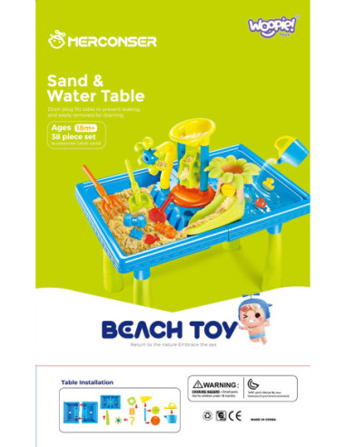 WOOPIE Stolik Wodny 2w1 Piaskownica Palma 18 el.