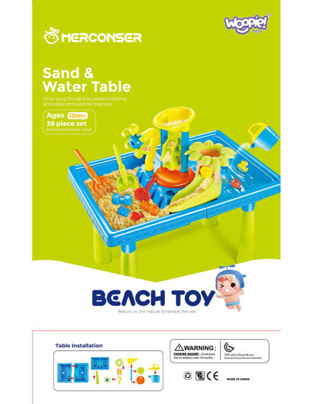 WOOPIE Stolik Wodny 2w1 Piaskownica Palma 18 el.