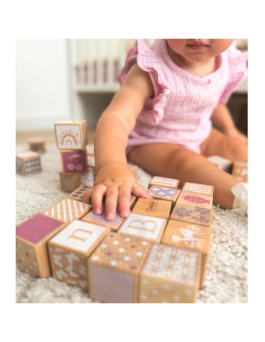 CLASSIC WORLD Drewniane Klocki Pastelowe Układanka Nauka Liczenia Liter Wzorów 29 el.