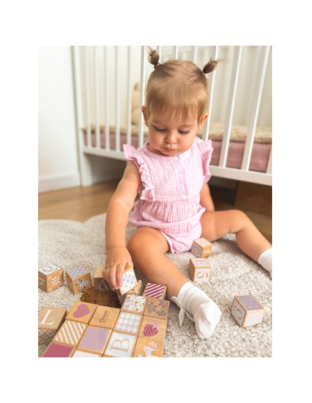 CLASSIC WORLD Drewniane Klocki Pastelowe Układanka Nauka Liczenia Liter Wzorów 29 el.