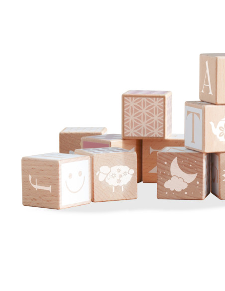 CLASSIC WORLD Drewniane Klocki Pastelowe Układanka Nauka Liczenia Liter Wzorów 29 el.