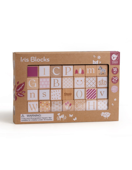 CLASSIC WORLD Drewniane Klocki Pastelowe Układanka Nauka Liczenia Liter Wzorów 29 el.
