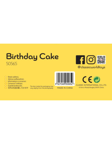 CLASSIC WORLD Drewniany Tort Urodzinowy do Krojenia Świeczki Owoce 16 el.