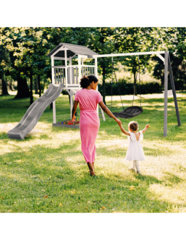 AXI Drewniany Plac Zabaw 4w1 Huśtawka Zjeżdżalnia Domek Ogrodowy Piaskownica XXL