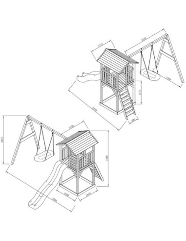 AXI Drewniany Plac Zabaw 4w1 Huśtawka Zjeżdżalnia Domek Ogrodowy Piaskownica XXL