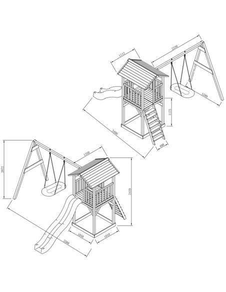 AXI Drewniany Plac Zabaw 4w1 Huśtawka Zjeżdżalnia Domek Ogrodowy Piaskownica XXL