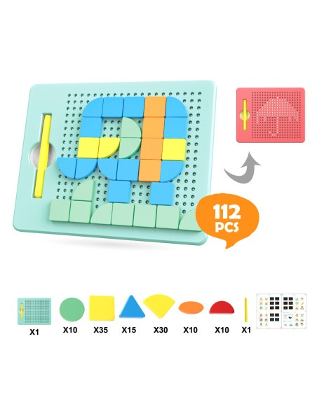 WOOPIE Układanka Magnetyczna Konstrukcyjna Tablica 112 el.