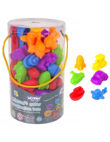 WOOPIE Gra Edukacyjna Sorter Kolorów Pojazdy 44 el.