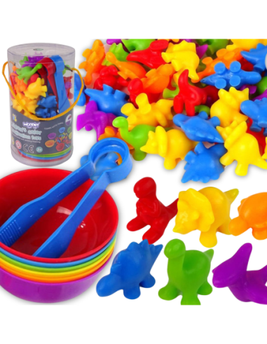 WOOPIE Gra Edukacyjna Sorter Kolorów Dinozaury 56 el.