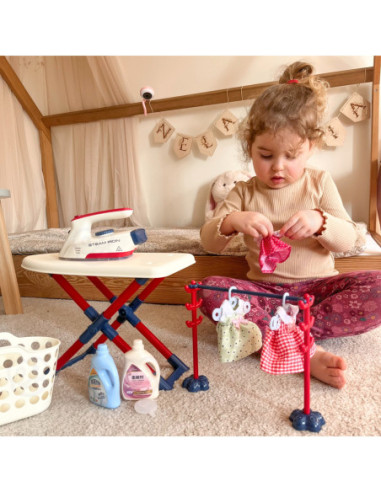 WOOPIE Zestaw XXL Deska do Prasowania z Żelazkiem Wieszakiem Koszem na Prani i Ubraniami 14 el.