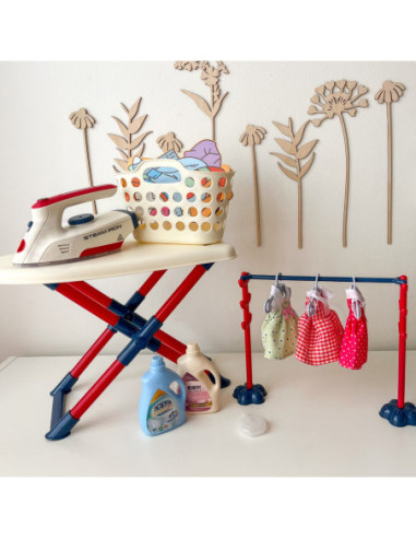 WOOPIE Zestaw XXL Deska do Prasowania z Żelazkiem Wieszakiem Koszem na Prani i Ubraniami 14 el.