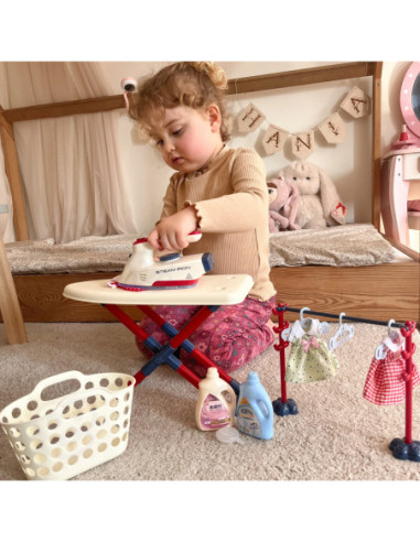 WOOPIE Zestaw XXL Deska do Prasowania z Żelazkiem Wieszakiem Koszem na Prani i Ubraniami 14 el.