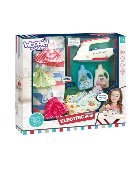 WOOPIE Zestaw XXL Deska do Prasowania z Żelazkiem Wieszakiem Koszem na Prani i Ubraniami 14 el.