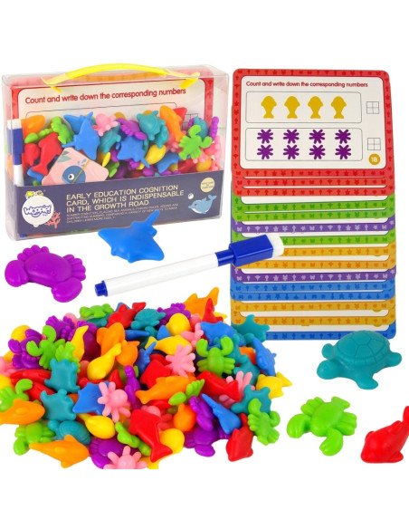 WOOPIE Zestaw Edukacyjny Nauka Liczenia Sortowanie Kolorów Morska Kraina 111 el.