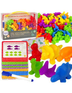 WOOPIE Zestaw Edukacyjny Nauka Liczenia Montessori Sorter Dinozaury 95 el.