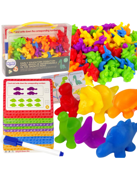 WOOPIE Zestaw Edukacyjny Nauka Liczenia Sortowanie Dinozaury 95 el.