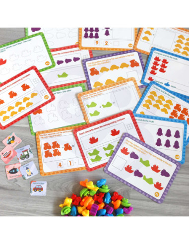 WOOPIE Zestaw Edukacyjny Nauka Liczenia Sortowanie Kolorów Pojazdy 84 el.