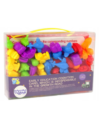 WOOPIE Zestaw Edukacyjny Nauka Liczenia Sortowanie Kolorów Pojazdy 84 el.