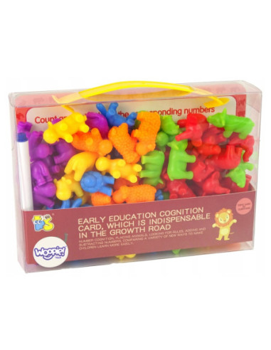 WOOPIE Zestaw Edukacyjny Nauka Liczenia Sortowanie Kolorów Zwierzęta 84 el.