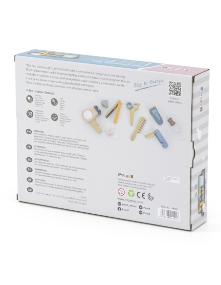 VIGA Drewniany Zestaw Fryzjerski Pas z Narzędziami