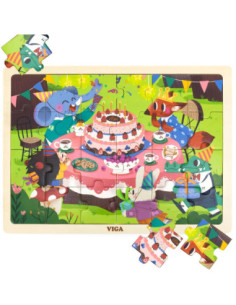 VIGA Wooden Puzzle 24 Piece Birthday Party Puzzle