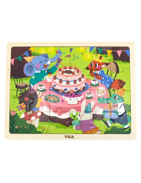 VIGA Drewniane Puzzle Układanka 24 el. Przyjęcie Urodzinowe