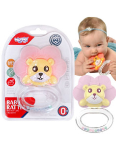 WOOPIE BABY Zabawka Sensoryczna 2w1 Grzechotka Gryzak Lew