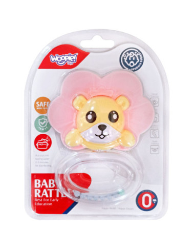 WOOPIE Zabawka Sensoryczna 2w1 Grzechotka Gryzak Lew