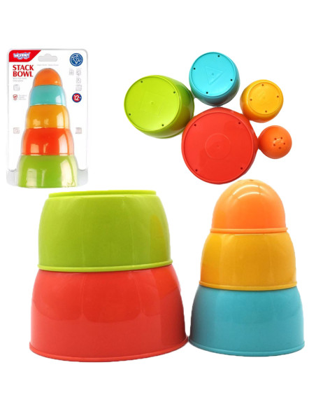 WOOPIE BABY Zabawka Sensoryczna Piramidka Kolorowe Kubeczki 5 el.