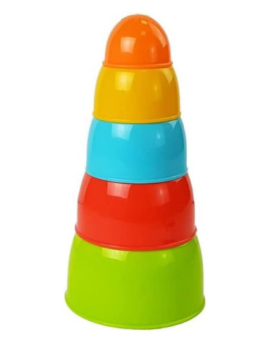 WOOPIE BABY Zabawka Sensoryczna Piramidka Kolorowe Kubeczki 5 el.