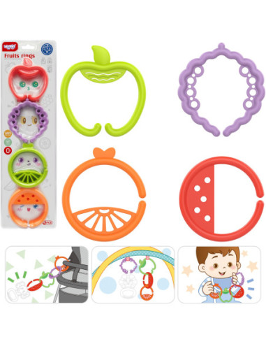 WOOPIE Zabawka Sensoryczna Gryzaki dla Niemowląt Zawieszki Zwierzątka Łańcuszek 4 el.