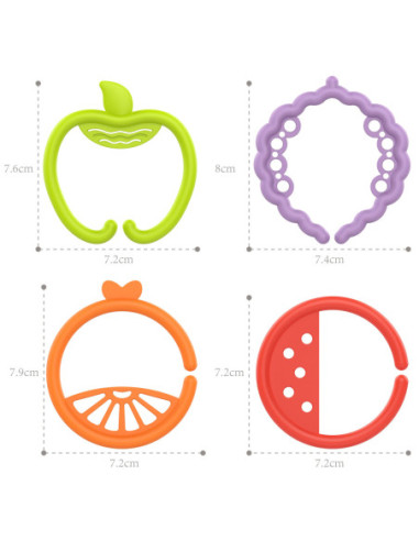 WOOPIE Zabawka Sensoryczna Gryzaki dla Niemowląt Zawieszki Zwierzątka Łańcuszek 4 el.