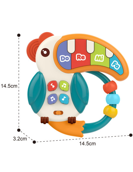 WOOPIE Pianinko Muzyczne 3w1 Sensoryczne Gryzak Pelikan