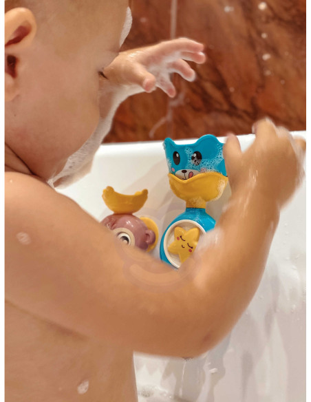 WOOPIE Małpka Zabawka Wodna do Kąpieli Gąsienica Gwiazdka Kołowrotek Przelewowa + Kubeczek