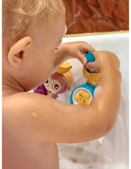 WOOPIE Małpka Zabawka Wodna do Kąpieli Gąsienica Gwiazdka Kołowrotek Przelewowa + Kubeczek