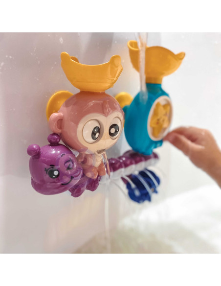 WOOPIE Małpka Zabawka Wodna do Kąpieli Gąsienica Gwiazdka Kołowrotek Przelewowa + Kubeczek