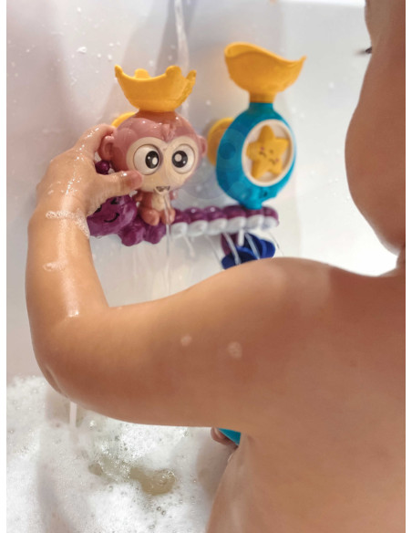 WOOPIE Małpka Zabawka Wodna do Kąpieli Gąsienica Gwiazdka Kołowrotek Przelewowa + Kubeczek