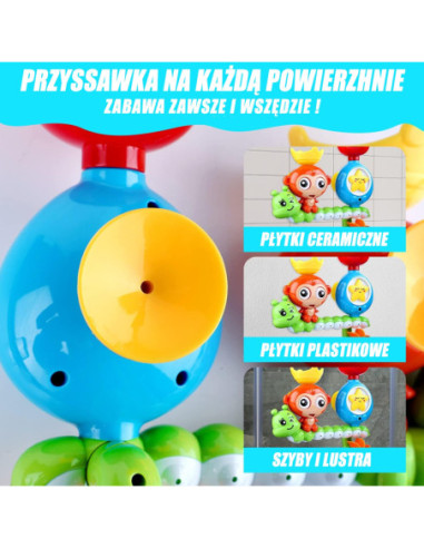 WOOPIE Małpka Zabawka Wodna do Kąpieli Gąsienica Gwiazdka Kołowrotek Przelewowa + Kubeczek