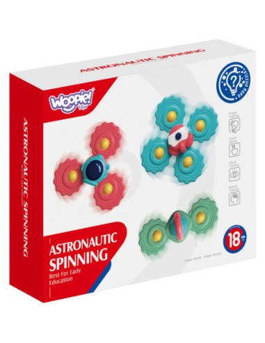 WOOPIE Gryzak Spinner Wirujący z Przyssawką Zestaw 3 szt