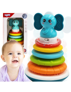 WOOPIE BABY Pyramid Tower Interactive Elephant with Rings Rattle