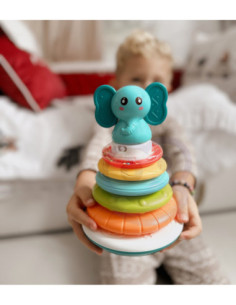 WOOPIE Piramida Wieża Interaktywna Słonik z Obręczami Grzechotka 2