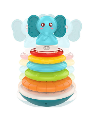 WOOPIE Piramida Wieża Interaktywna Słonik z Obręczami Grzechotka