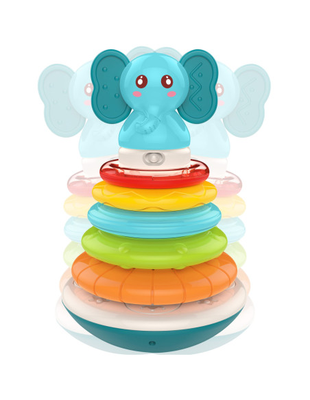 WOOPIE Piramida Wieża Interaktywna Słonik z Obręczami Grzechotka