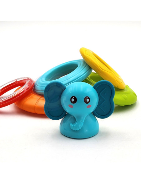 WOOPIE Piramida Wieża Interaktywna Słonik z Obręczami Grzechotka