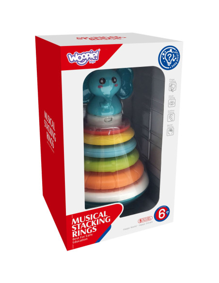 WOOPIE Piramida Wieża Interaktywna Słonik z Obręczami Grzechotka