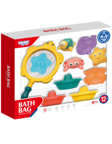 WOOPIE Zestaw do Kąpieli Morskie Zwierzątka + Łódki + Siatka do Wyławania