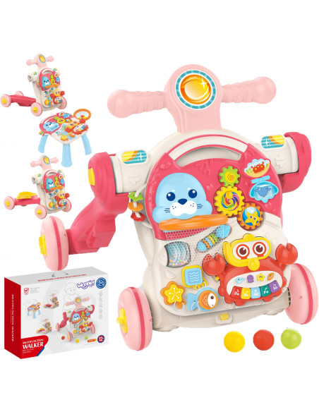 WOOPIE Pchacz Chodzik Stolik Edukacyjny Hulajnoga Jeździk 4w1